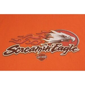 Harley Davidson Screamin Eagle T Shirt Orange 2XL USA Biker Graphic Tee